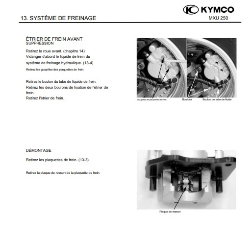 Manuel d'atelier Kymco MXU 250 français