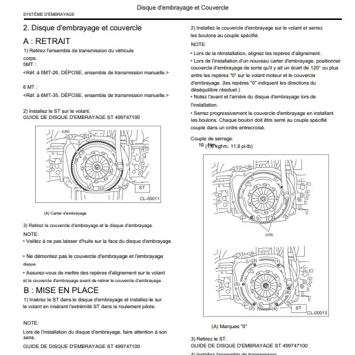 Manuel d'atelier Subaru Impreza dont STI 2006 en français