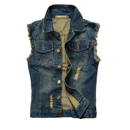 Gilet jean biker arraché