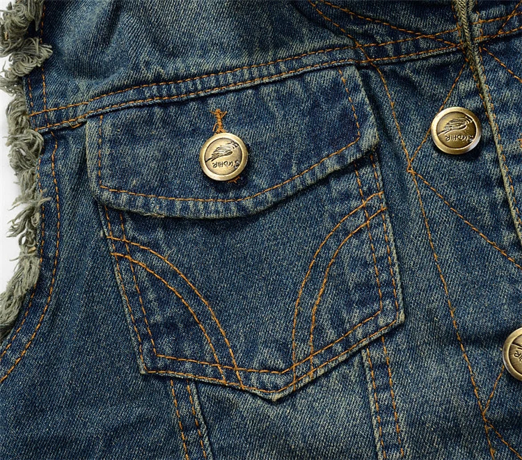Gilet jean biker arraché