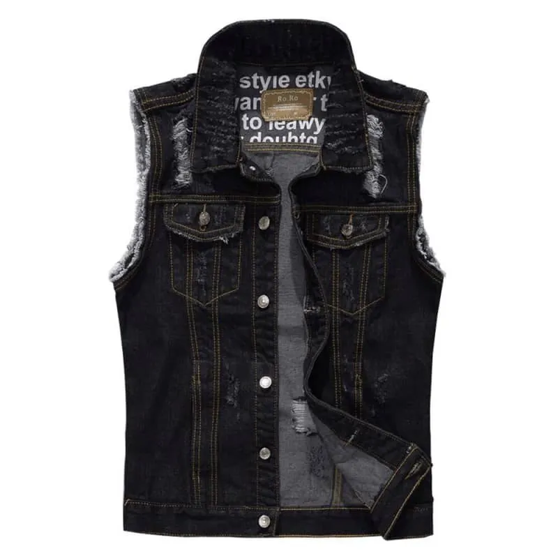 Gilet jean biker troué