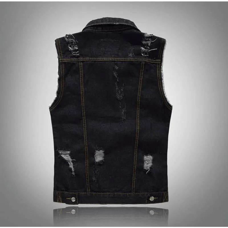 Gilet jean biker troué