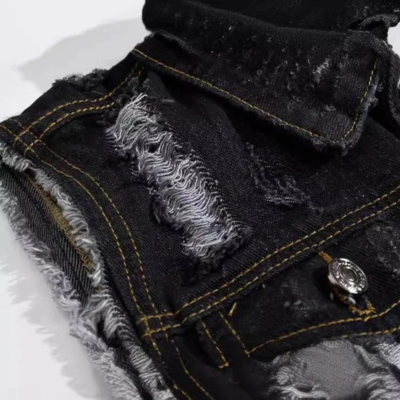 Gilet jean biker troué