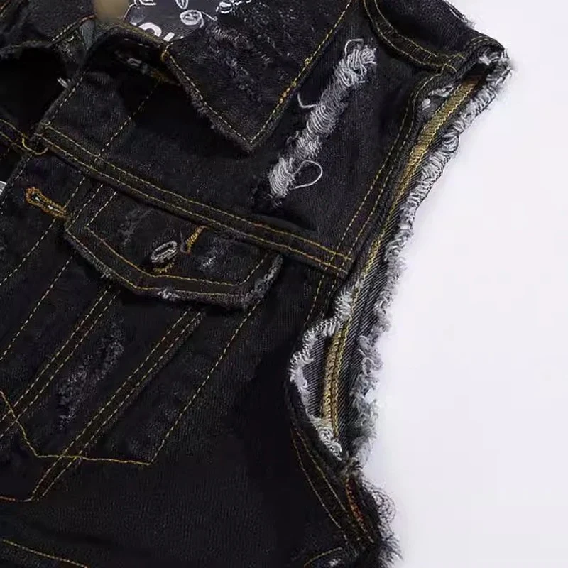 Gilet jean biker troué
