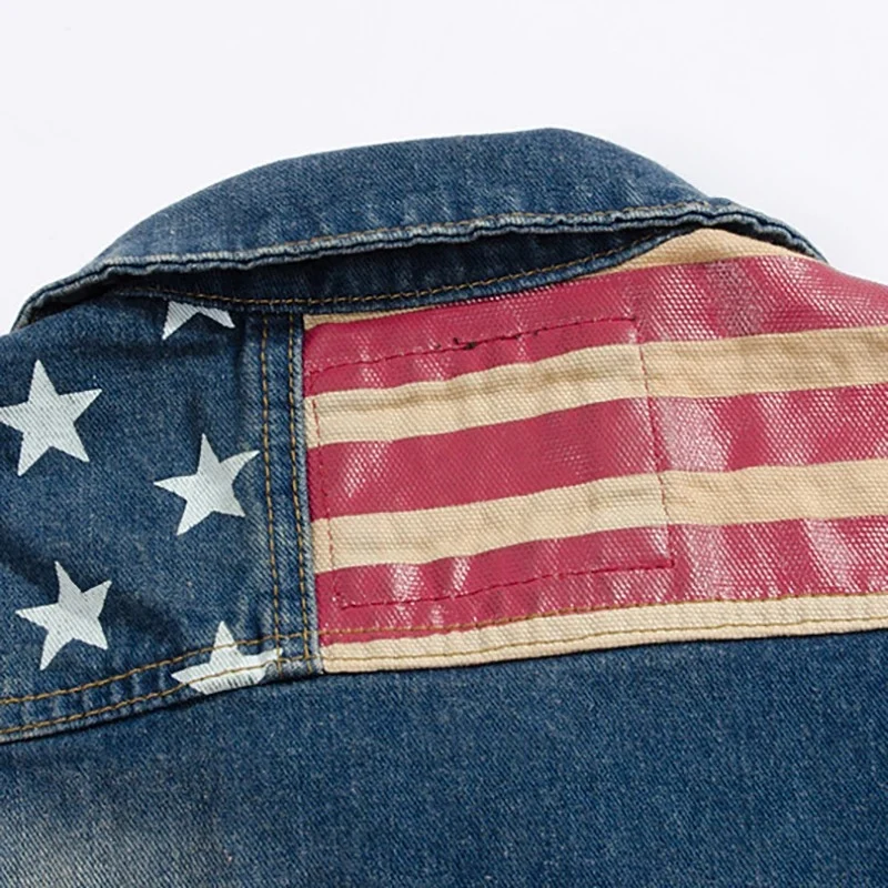 Gilet jean biker - Drapeau Américain
