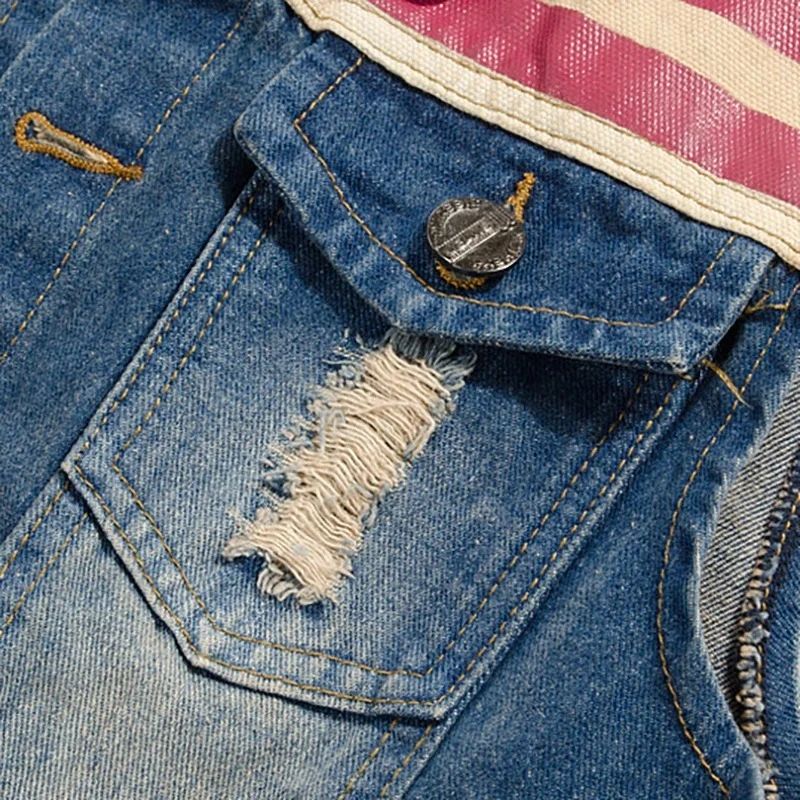 Gilet jean biker - Drapeau Américain