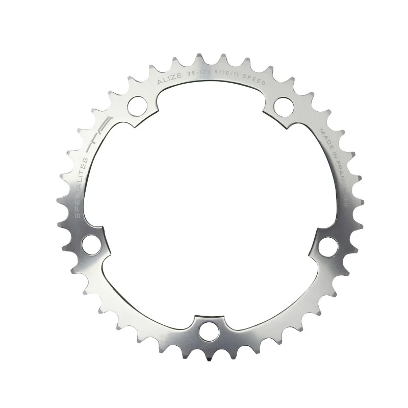 Plateau Route 5 branches Ø 130 Ta Alize 40 dents Intérieur Argent Alu 7075 Type Shimano 8-9-10V.