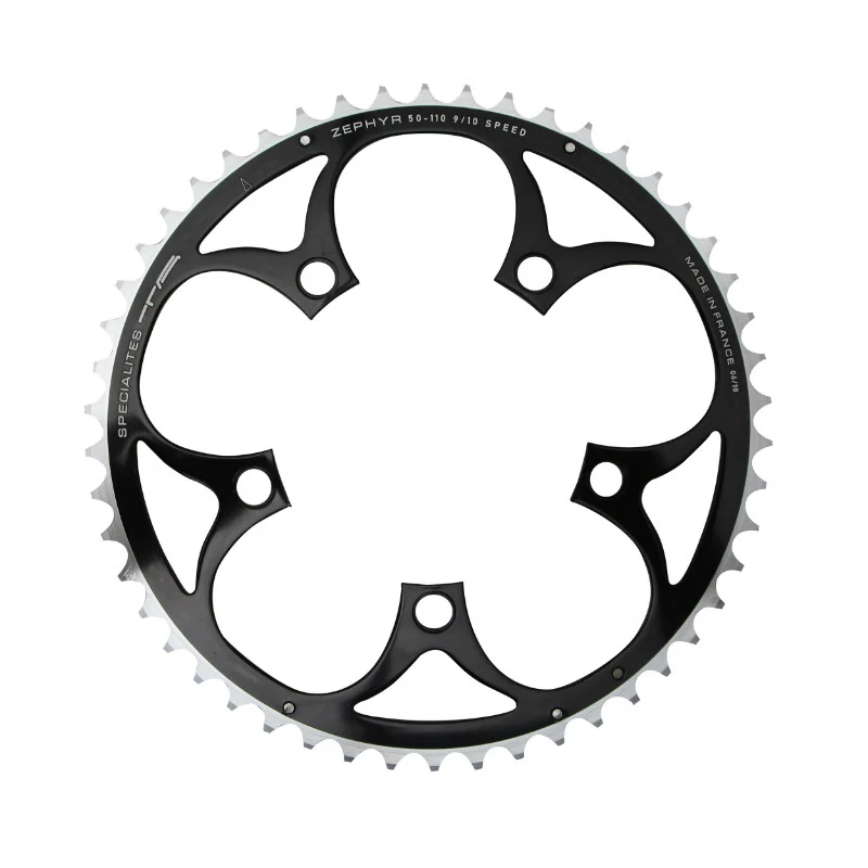 Plateau Route 5 branches Ø 110 Ta Zephyr 50 dents Extérieur Noir Alu 7075 Type Shimano 9-10V.