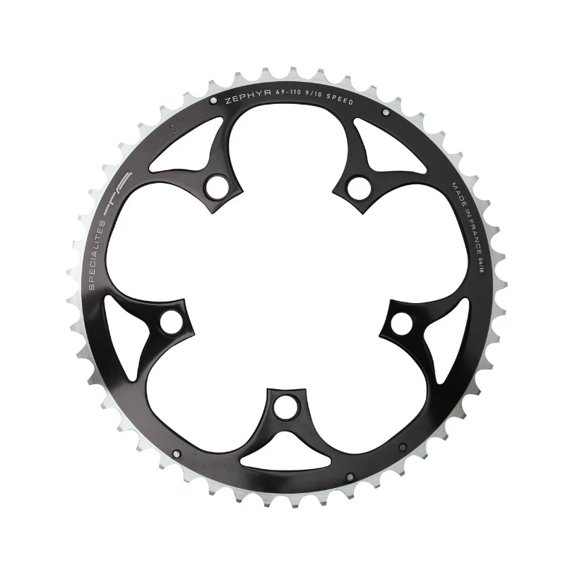 Plateau Route 5 branches Ø 110 Ta Zephyr 46 dents Extérieur Noir Alu 7075 Type Shimano 9-10V.