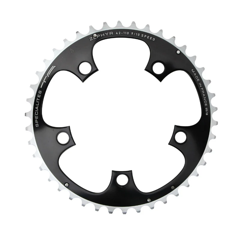 Plateau Route 5 branches Ø 110 Ta Zephyr 40 dents Extérieur Noir Alu 7075 Type Shimano 9-10V.