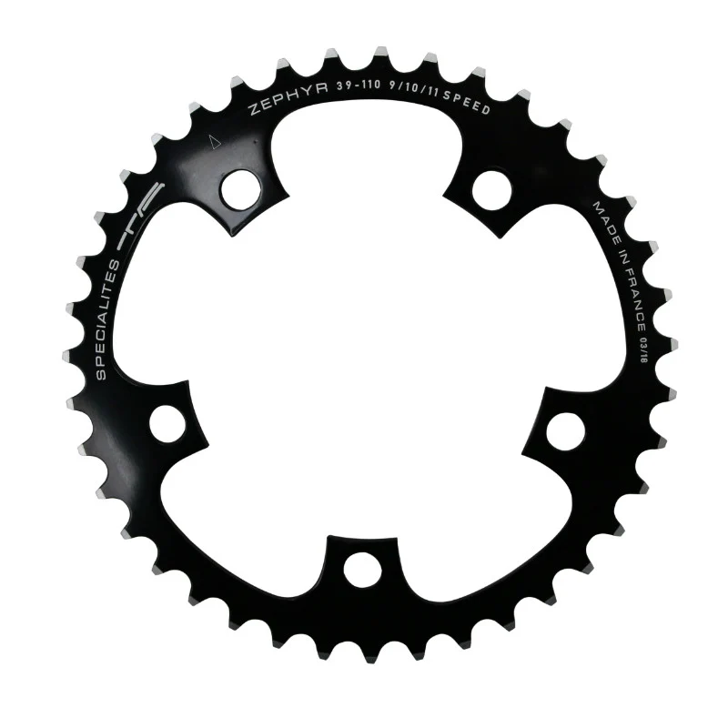 Plateau Route 5 branches Ø 110 Ta Zephyr 39 dents Intérieur Noir Alu 7075 Type Shimano 9-10V.