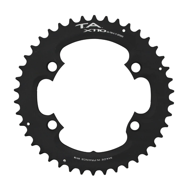 Plateau Route 4 branches Ø 110 Pour Shimano Ultegra R8000 - 6800 Ta X110 42 dents Extérieur Compatible Shimano 105 5800+R7000-Dura Ace 9000+9100 Noir 11V. (Penser A Commander Le Kit Intravis Correspondant)