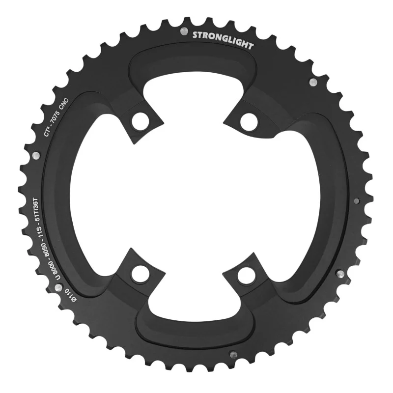 Plateau Route 4 branches Ø 110 Pour Shimano Ultegra R8000 - R8050 Stronglight 51 dents Extérieur Noir Ct2 11V. (Pour Plateau 36 dents)