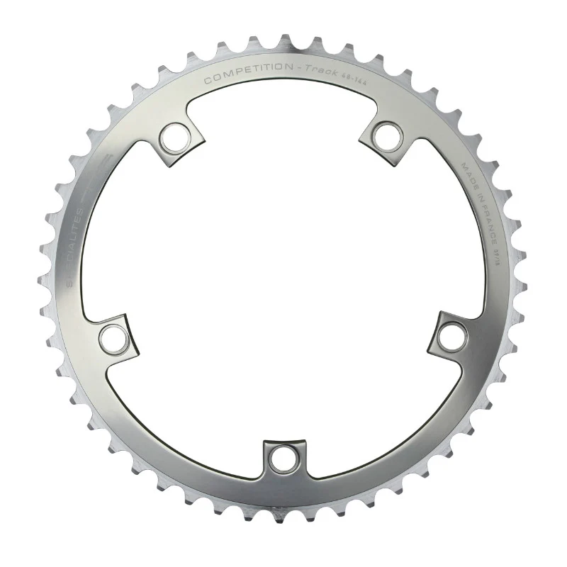 Plateau Piste 5 branches Ø 144 Ta 44 dents Argent Alu 7075 Pour Chaîne 3.17 mm (1"1-8)