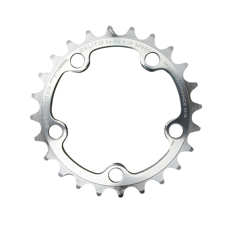 Plateau Route 5 branches Ø 74 Ta Zelito 28 dents Triple Intérieur Argent Alu 7075 Type Shimano 9-10V.