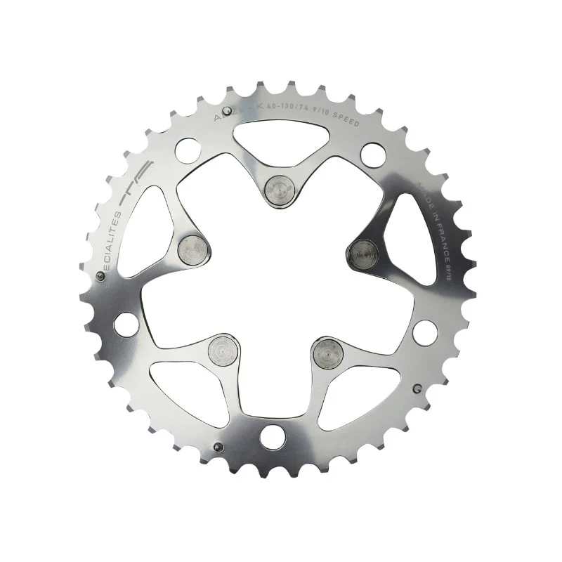 Plateau Route 5 branches Ø 130 Ta Alize Triple 42 dents Porteur Argent Alu 7075 Type Shimano 8-9-10V.