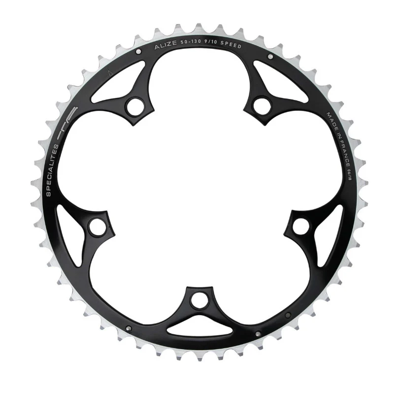 Plateau Route 5 branches Ø 130 Ta Alize 52 dents Extérieur Noir Alu 7075 Type Shimano 8-9-10V.