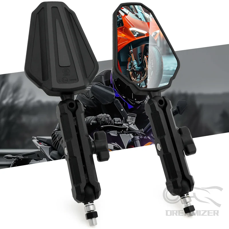Universal Motorcycle Mirrors Angle Adjustable Folding Handlebar Side Mirror Compatible With Adventure Dirt Street Bike ATV
