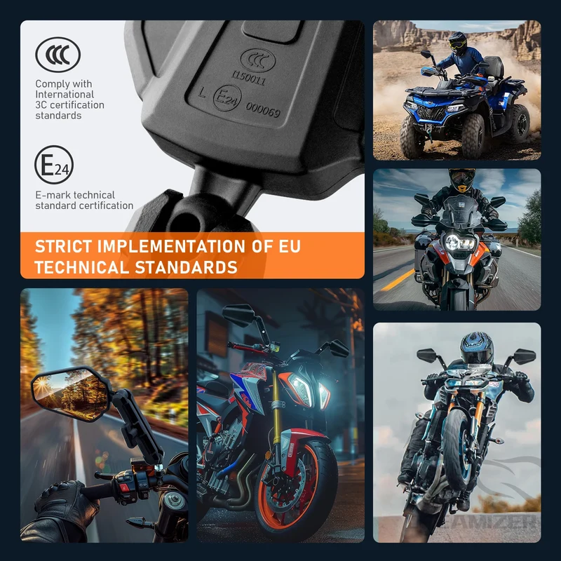 Universal Motorcycle Mirrors Angle Adjustable Folding Handlebar Side Mirror Compatible With Adventure Dirt Street Bike ATV