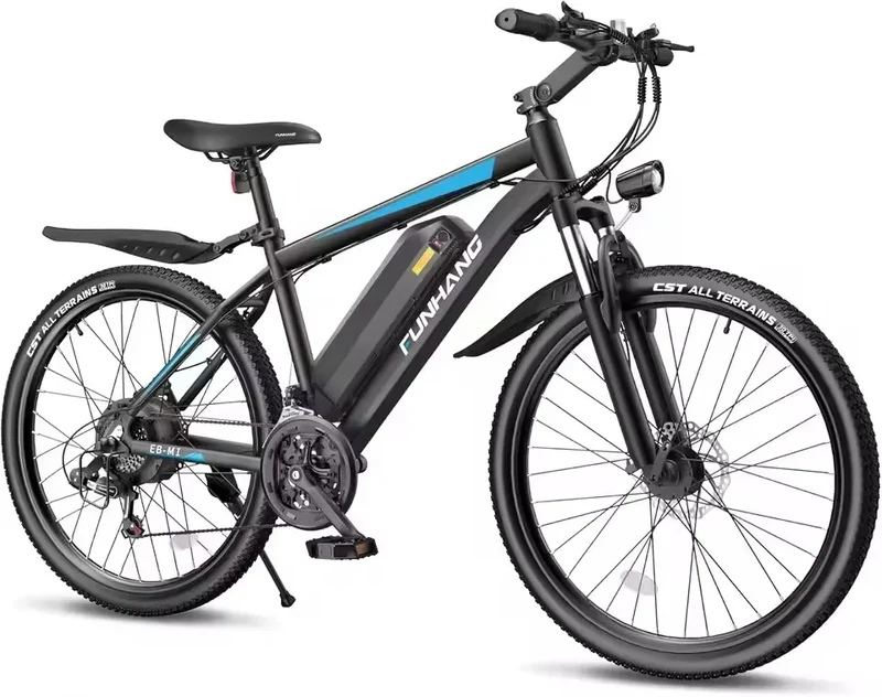 Electric Bike, Peak 1000W Ebike, 26 "Electric Mountain Bike 48V 374.4WH Battery with Adjustable Stemm, Commuter E Bike