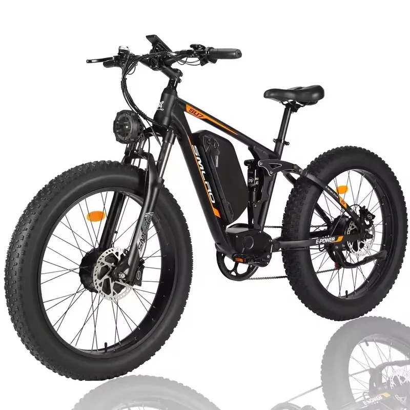 Hots Sales Su7 2000W Dual Motor Electric Bicycle, 7 Speed 35MPH MTB, 48V 22.4AH 26 ''Fat Tire Ebike with Full Suspension