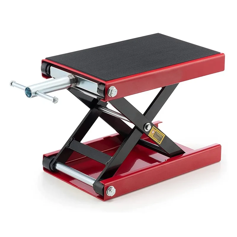 Motorcycle Lift 1100 LBS Motorcycle Scissor Lift Jack with Wide Deck & Safety Pin,Center Hoist Crank Stand,Steel Scissor Jack