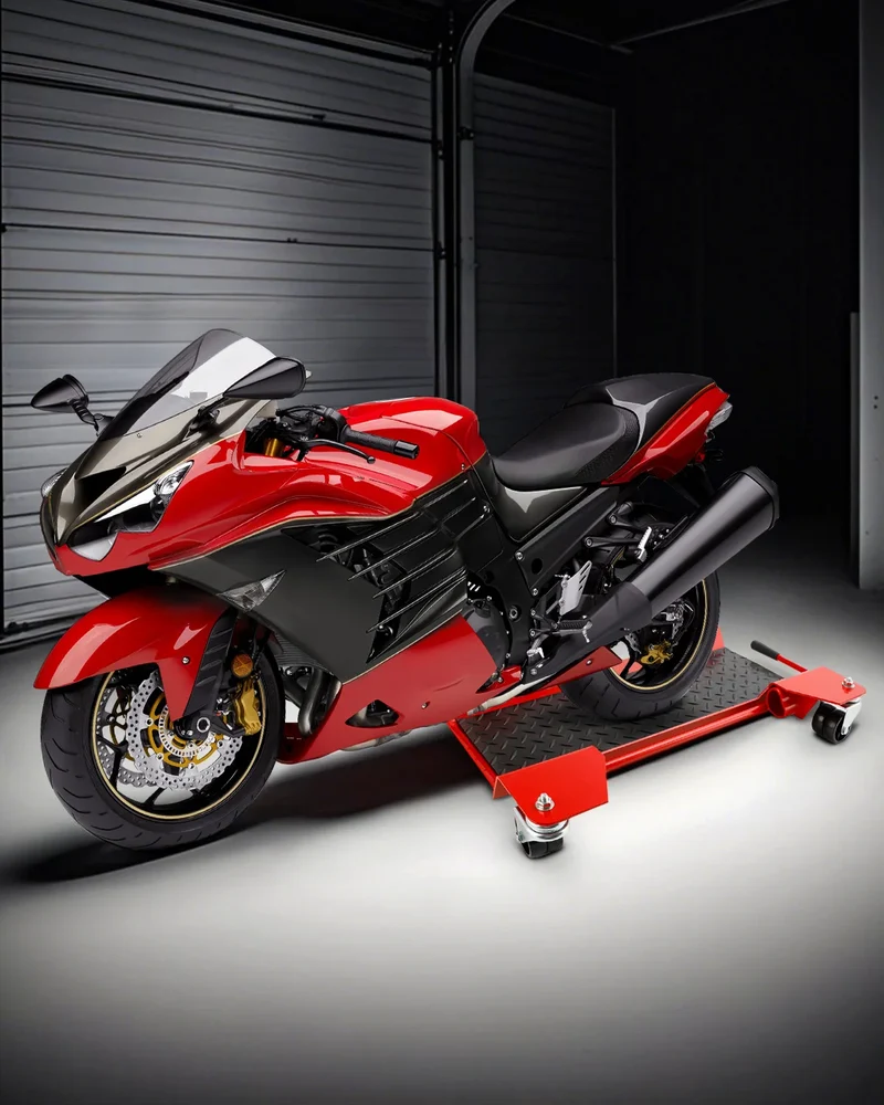Areyourshop Motorcycle Centre Stand Moving Dolly Trolley Platform 360 Degree Casters 250kg Trailer Moving Carrier for Motorbike
