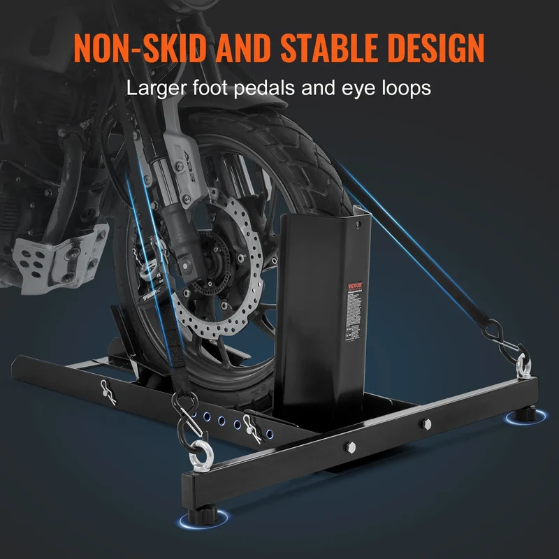 VEVOR Motorcycle Wheel Chock Upright 1800 lbs Heavy-duty Steel Motorcycle Front Wheel Stand with Adjustable Holes For Motorcycle