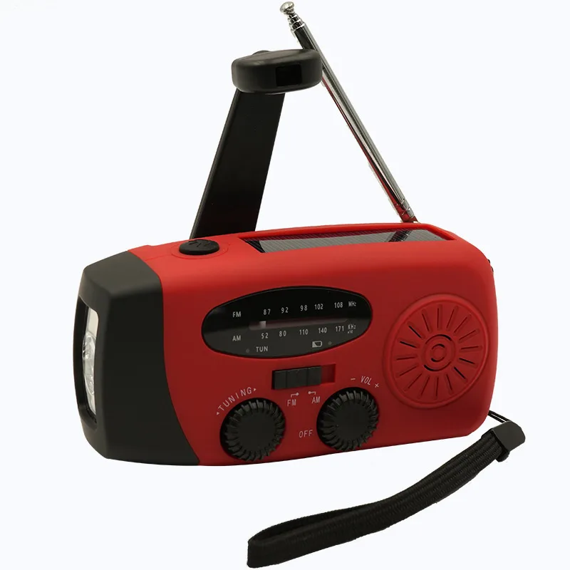 2000mAh Emergency Radio Multifunctional Solar Hand Crank portable Radio FM AM WB NOAA Weather Radio USB Charging 3 LED Flashligh
