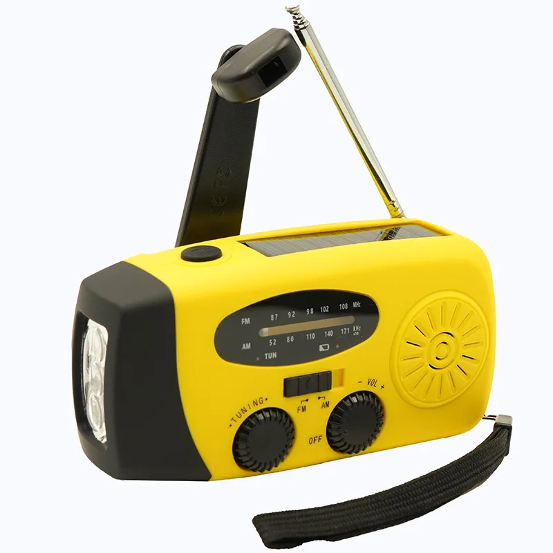 2000mAh Emergency Radio Multifunctional Solar Hand Crank portable Radio FM AM WB NOAA Weather Radio USB Charging 3 LED Flashligh