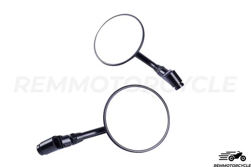 Rétroviseurs CNC rond noir homologués