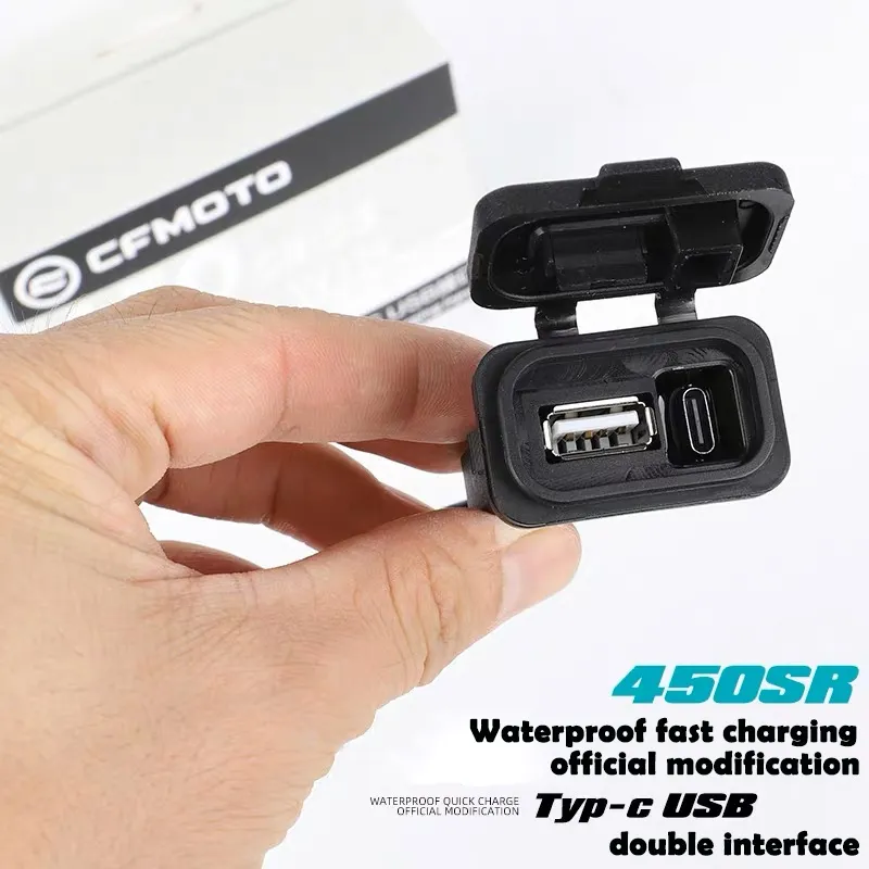 For CFMOTO 450SR SR 450 CF400-6 Converter Motorcycle waterproof USB Power Transfer Interface Socket Type-C Impulse Port Charge