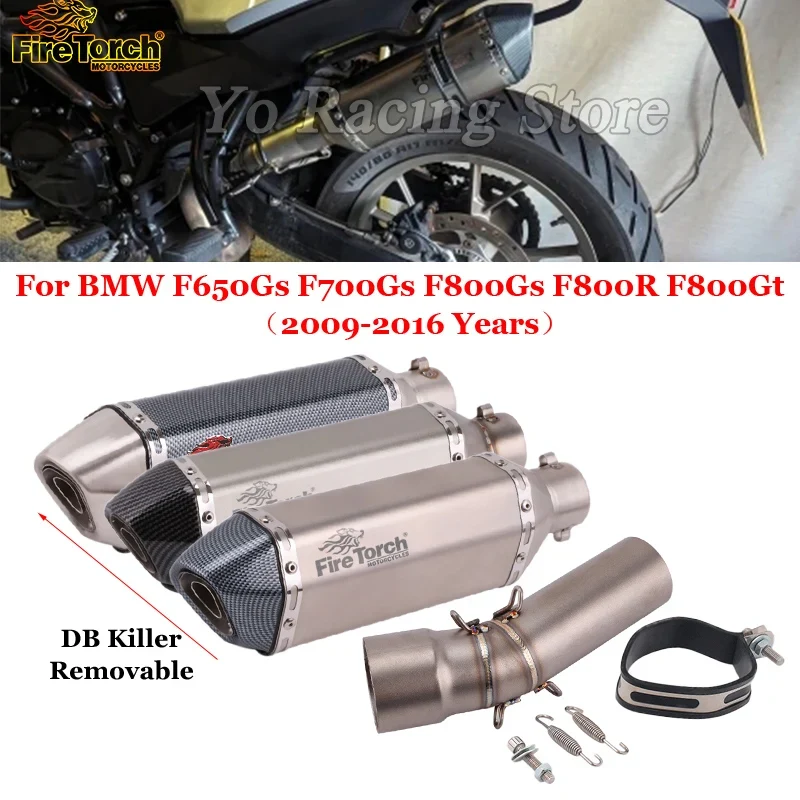 Motorcycle Exhaust Left Escape Mid Link Pipe With Muffler DB Killer Slip On For BMW F650Gs F700Gs F800Gs F800R F800Gt 2009-2016
