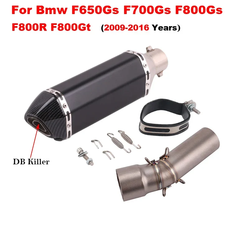 Motorcycle Exhaust Left Escape Mid Link Pipe With Muffler DB Killer Slip On For BMW F650Gs F700Gs F800Gs F800R F800Gt 2009-2016
