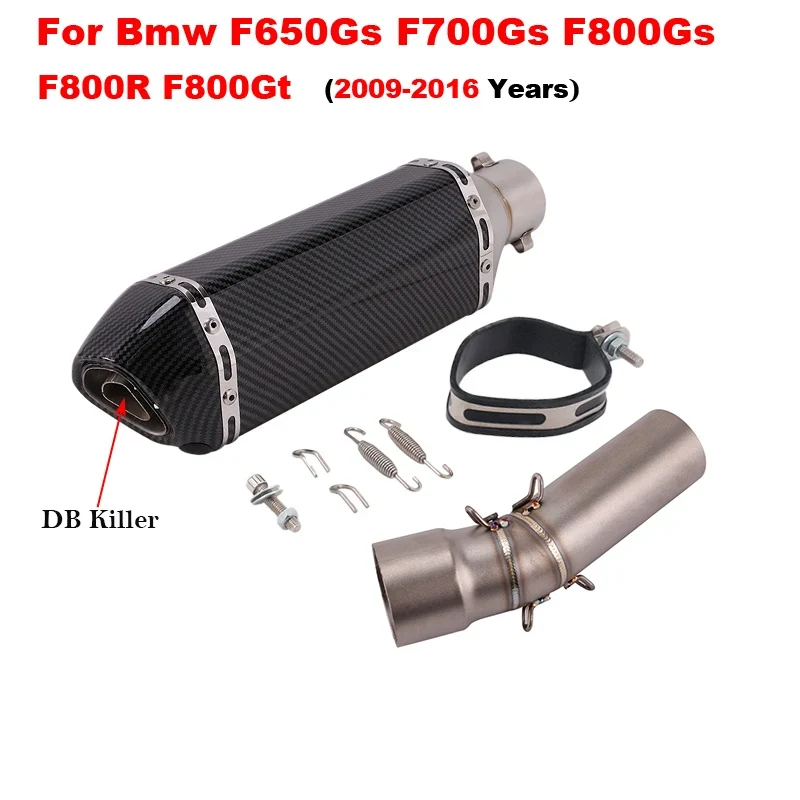 Motorcycle Exhaust Left Escape Mid Link Pipe With Muffler DB Killer Slip On For BMW F650Gs F700Gs F800Gs F800R F800Gt 2009-2016