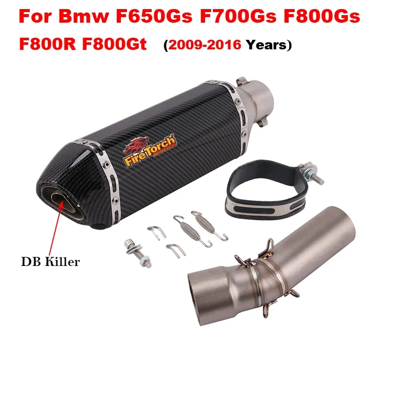 Motorcycle Exhaust Left Escape Mid Link Pipe With Muffler DB Killer Slip On For BMW F650Gs F700Gs F800Gs F800R F800Gt 2009-2016