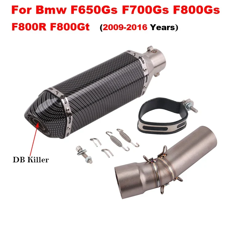 Motorcycle Exhaust Left Escape Mid Link Pipe With Muffler DB Killer Slip On For BMW F650Gs F700Gs F800Gs F800R F800Gt 2009-2016