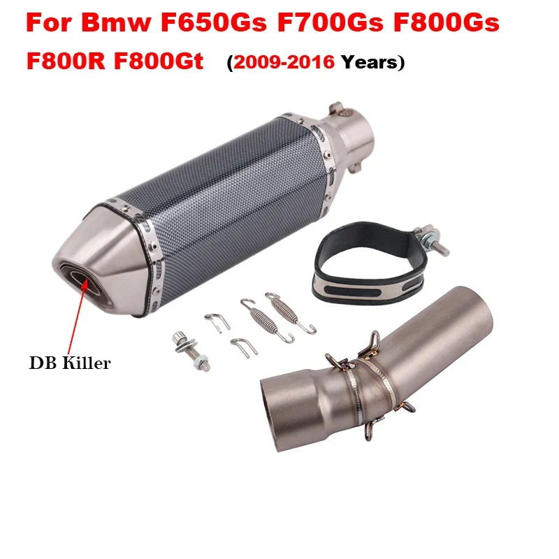 Motorcycle Exhaust Left Escape Mid Link Pipe With Muffler DB Killer Slip On For BMW F650Gs F700Gs F800Gs F800R F800Gt 2009-2016