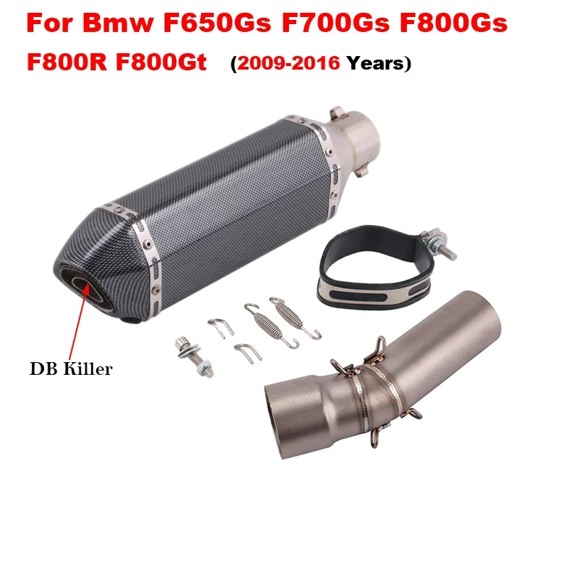 Motorcycle Exhaust Left Escape Mid Link Pipe With Muffler DB Killer Slip On For BMW F650Gs F700Gs F800Gs F800R F800Gt 2009-2016