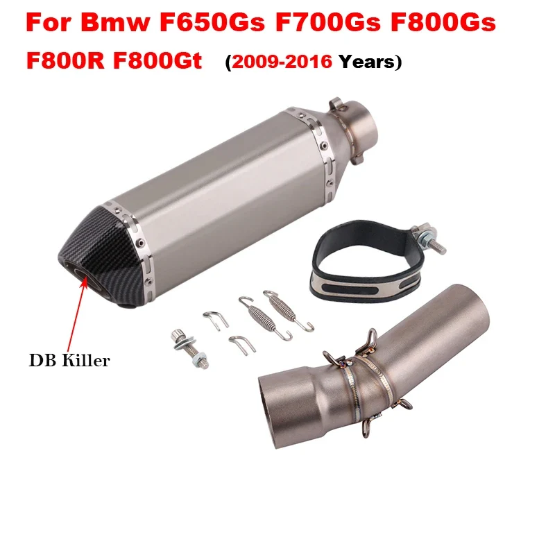 Motorcycle Exhaust Left Escape Mid Link Pipe With Muffler DB Killer Slip On For BMW F650Gs F700Gs F800Gs F800R F800Gt 2009-2016
