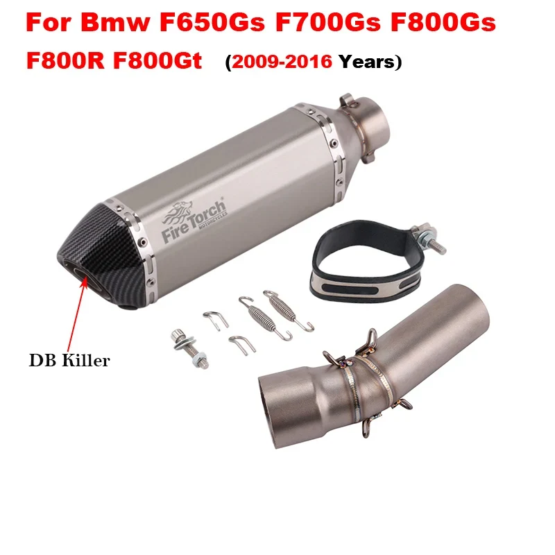 Motorcycle Exhaust Left Escape Mid Link Pipe With Muffler DB Killer Slip On For BMW F650Gs F700Gs F800Gs F800R F800Gt 2009-2016