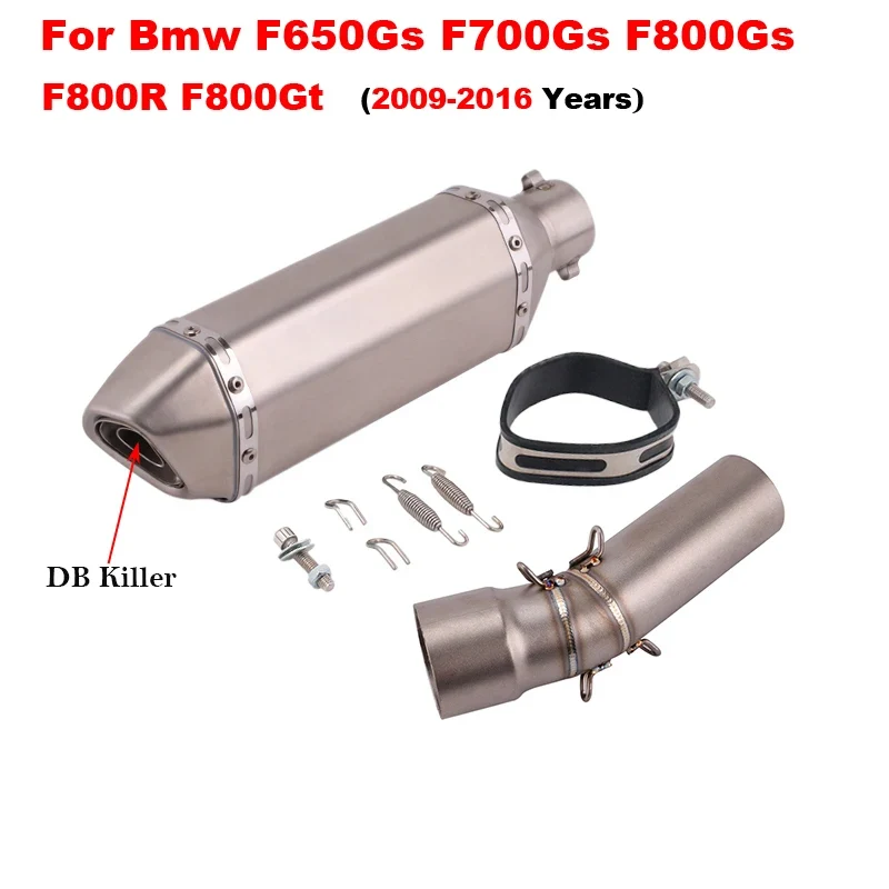 Motorcycle Exhaust Left Escape Mid Link Pipe With Muffler DB Killer Slip On For BMW F650Gs F700Gs F800Gs F800R F800Gt 2009-2016