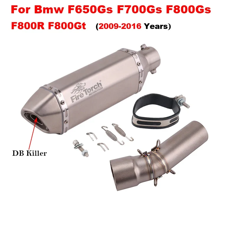 Motorcycle Exhaust Left Escape Mid Link Pipe With Muffler DB Killer Slip On For BMW F650Gs F700Gs F800Gs F800R F800Gt 2009-2016