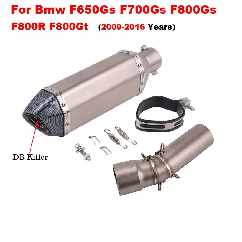 Motorcycle Exhaust Left Escape Mid Link Pipe With Muffler DB Killer Slip On For BMW F650Gs F700Gs F800Gs F800R F800Gt 2009-2016