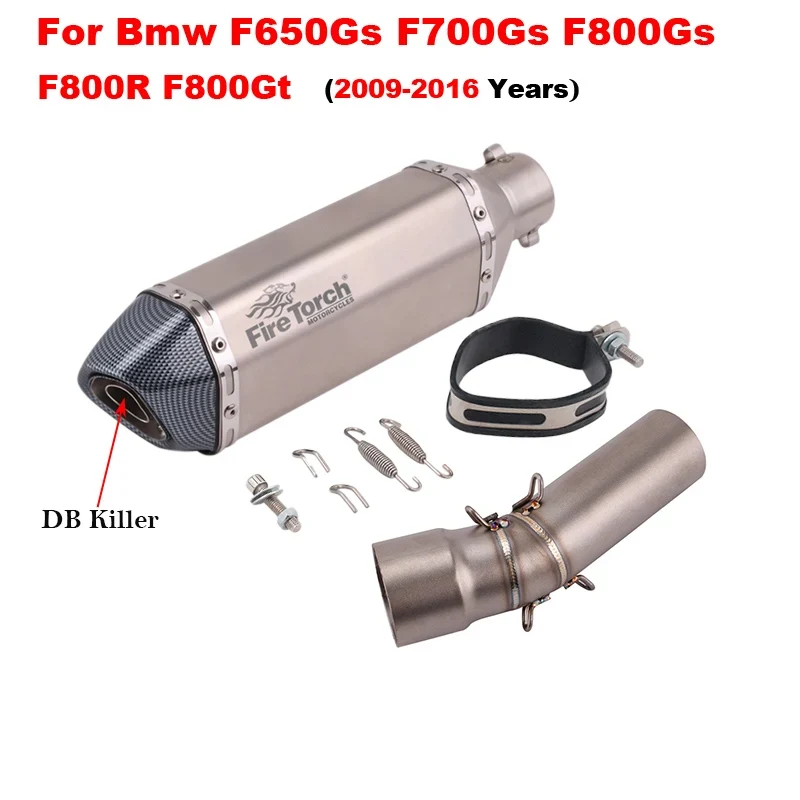 Motorcycle Exhaust Left Escape Mid Link Pipe With Muffler DB Killer Slip On For BMW F650Gs F700Gs F800Gs F800R F800Gt 2009-2016
