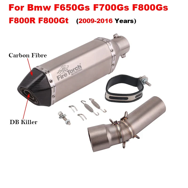 Motorcycle Exhaust Left Escape Mid Link Pipe With Muffler DB Killer Slip On For BMW F650Gs F700Gs F800Gs F800R F800Gt 2009-2016
