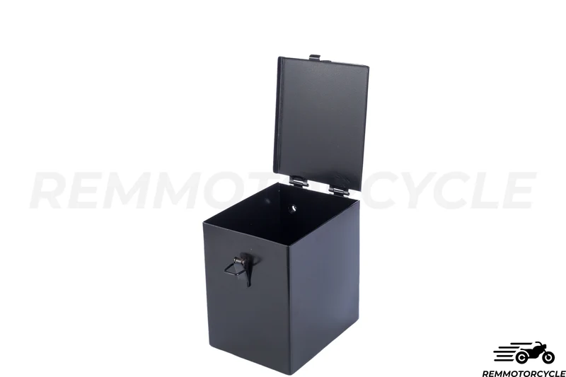 Boite batterie moto en métal noir