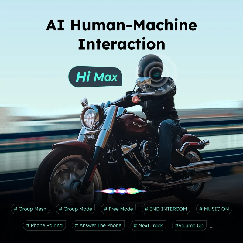 ASMAX F1 Motorcycle Intercom Helmet Bluetooth Headset 10 Riders 1800m Communicator Waterproof BT5.3 Interphone Ai Voice Control