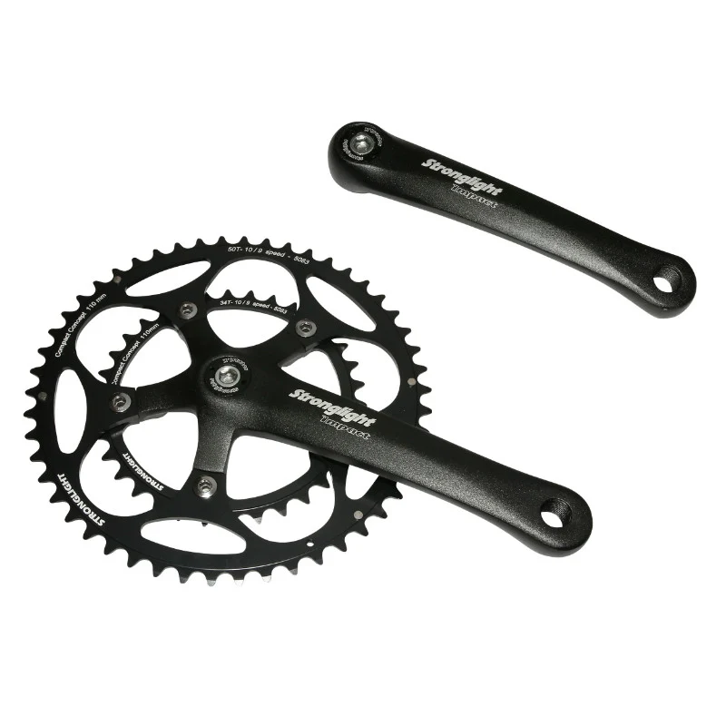 Pédalier Route Stronglight 9-10V. Impact Noir 165 mm 48-34 Compatible 8V. (Axe Carré 107 mm)