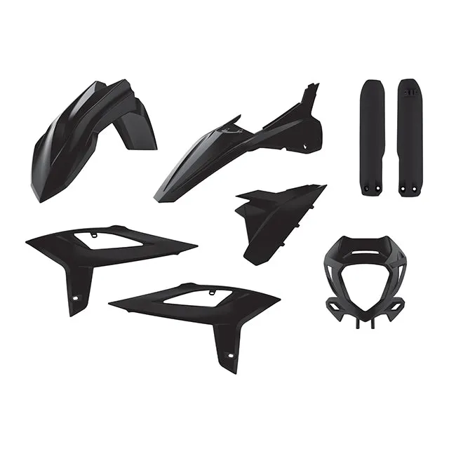 Kit de plásticos Beta RR 250/300 2T 350/400/450 4T con protectores de horquilla y careta 20-22 Polisport - negro